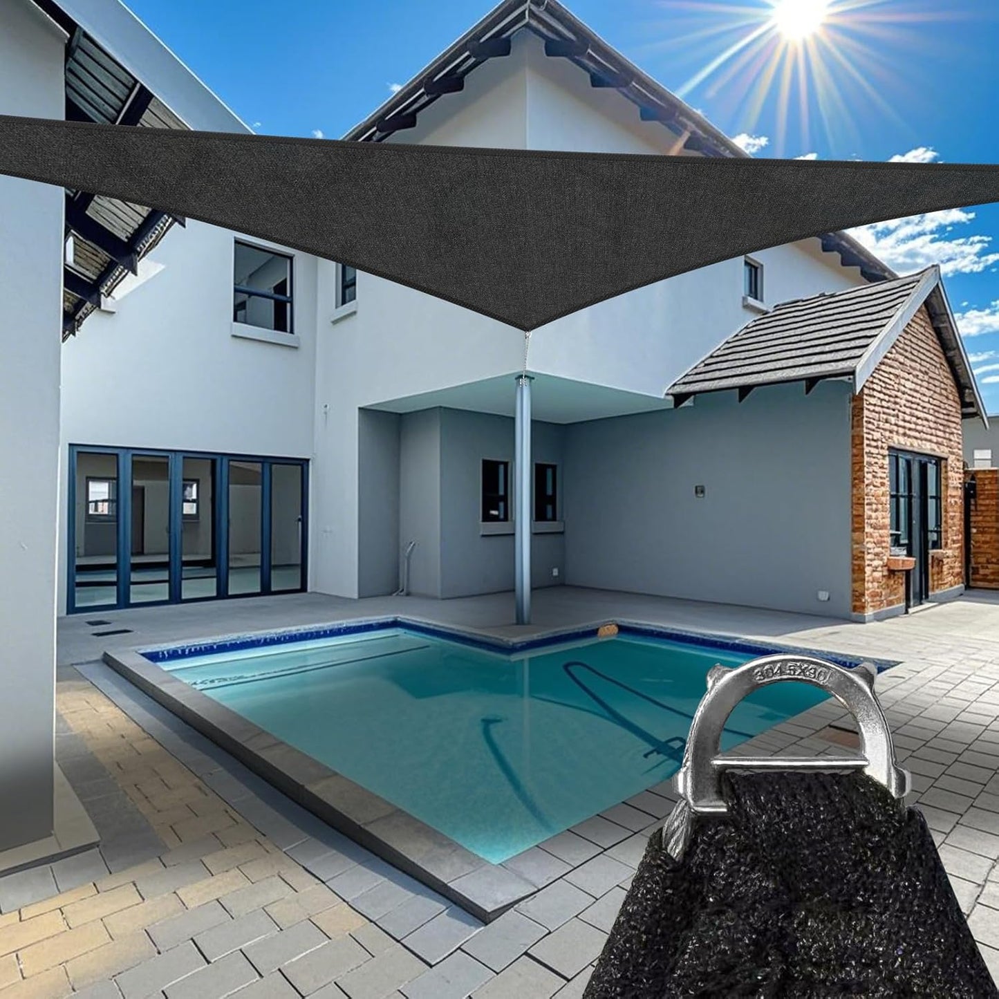 Reinforced Custom Size Black Sun Shade Sail for Outdoor Use
