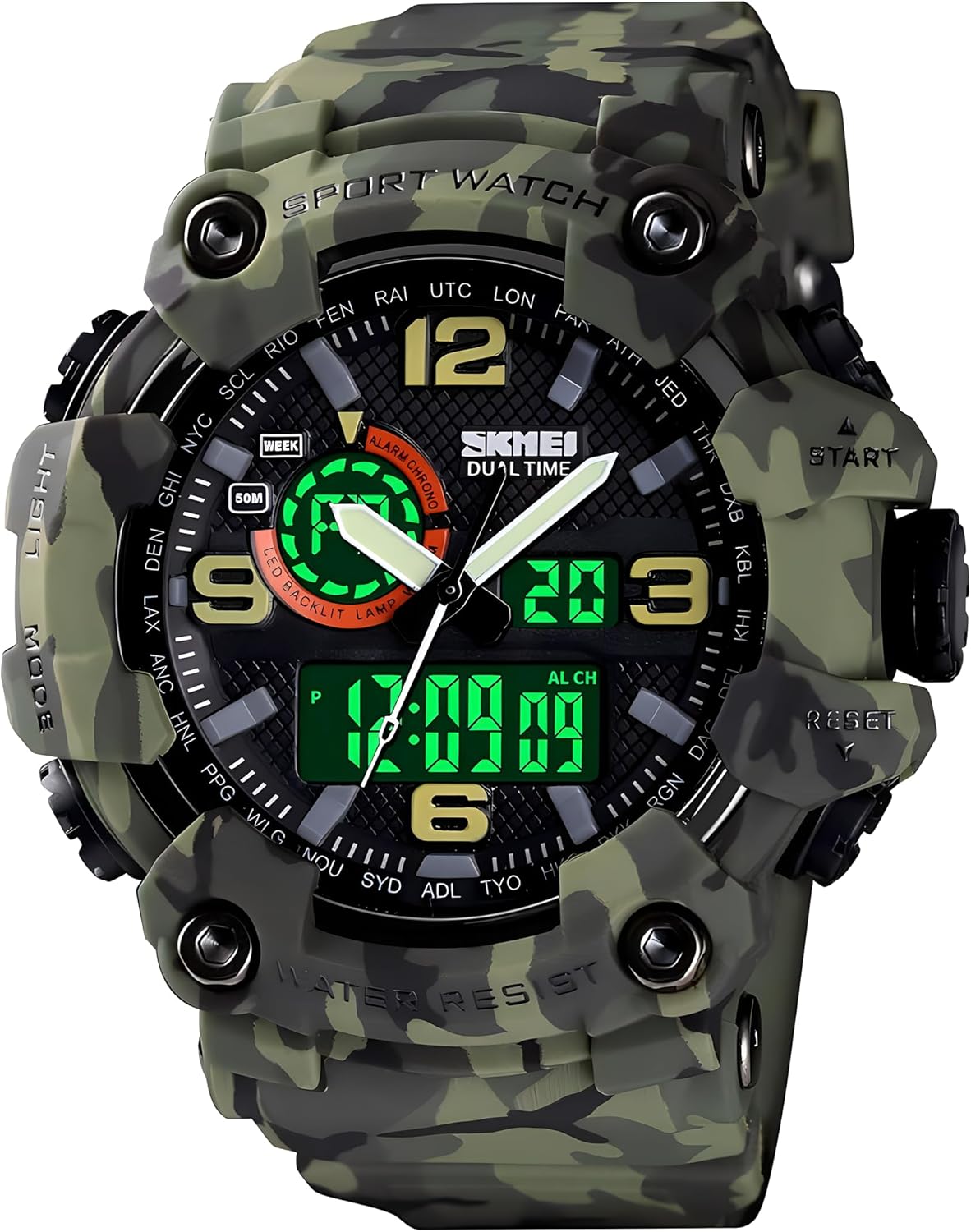 Rugged Military Sports Watch - Waterproof, Backlight, Alarm