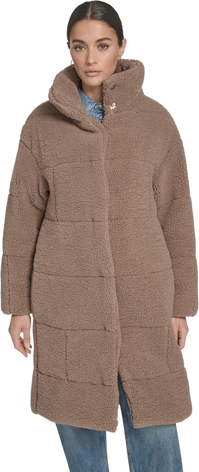 Levi's Womens Patchwork Quilted Teddy Coat for Cozy Style