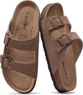 Women's Suede Cork Footbed Slide Sandals - Comfort Memory Foam