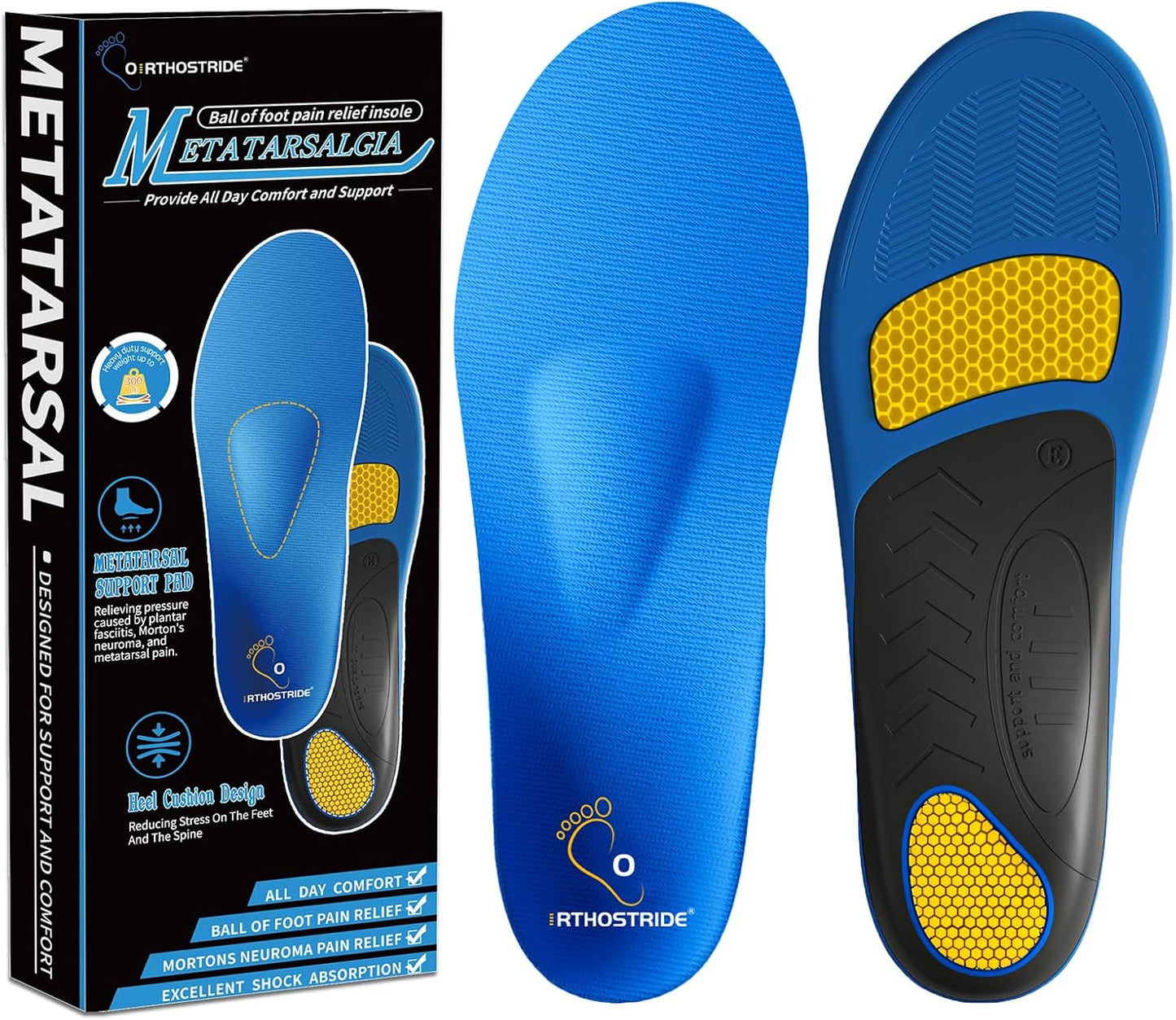 Orthotic Insoles with Metatarsal Pads for Foot Pain Relief