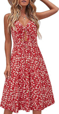 VOTEPRETTY Women's Summer Dress V Neck Tie Front - Flattering Everyday