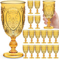 18 Pack Plastic Goblets 10oz Amber Vintage Goblet Set - Durable Party