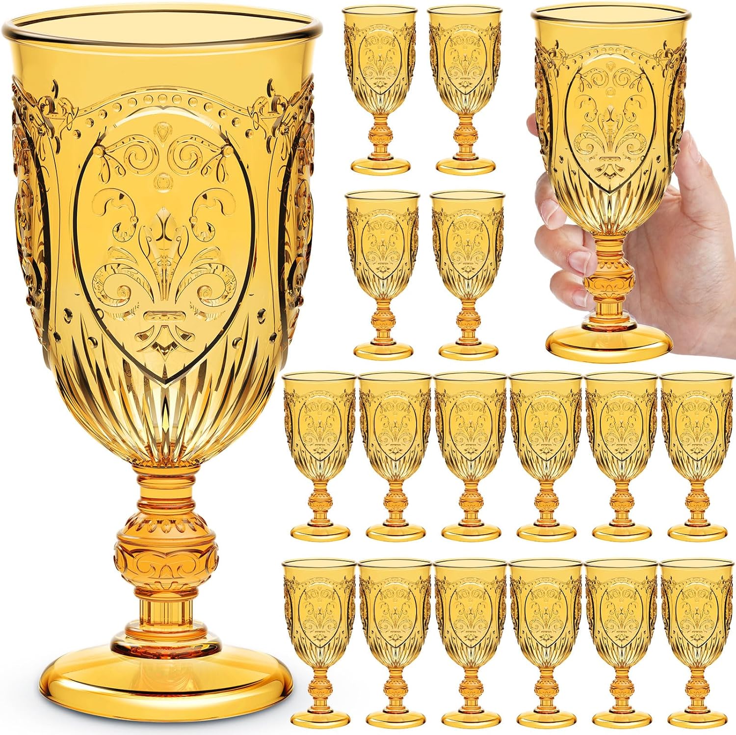 18 Pack Plastic Goblets 10oz for Parties and Celebrations