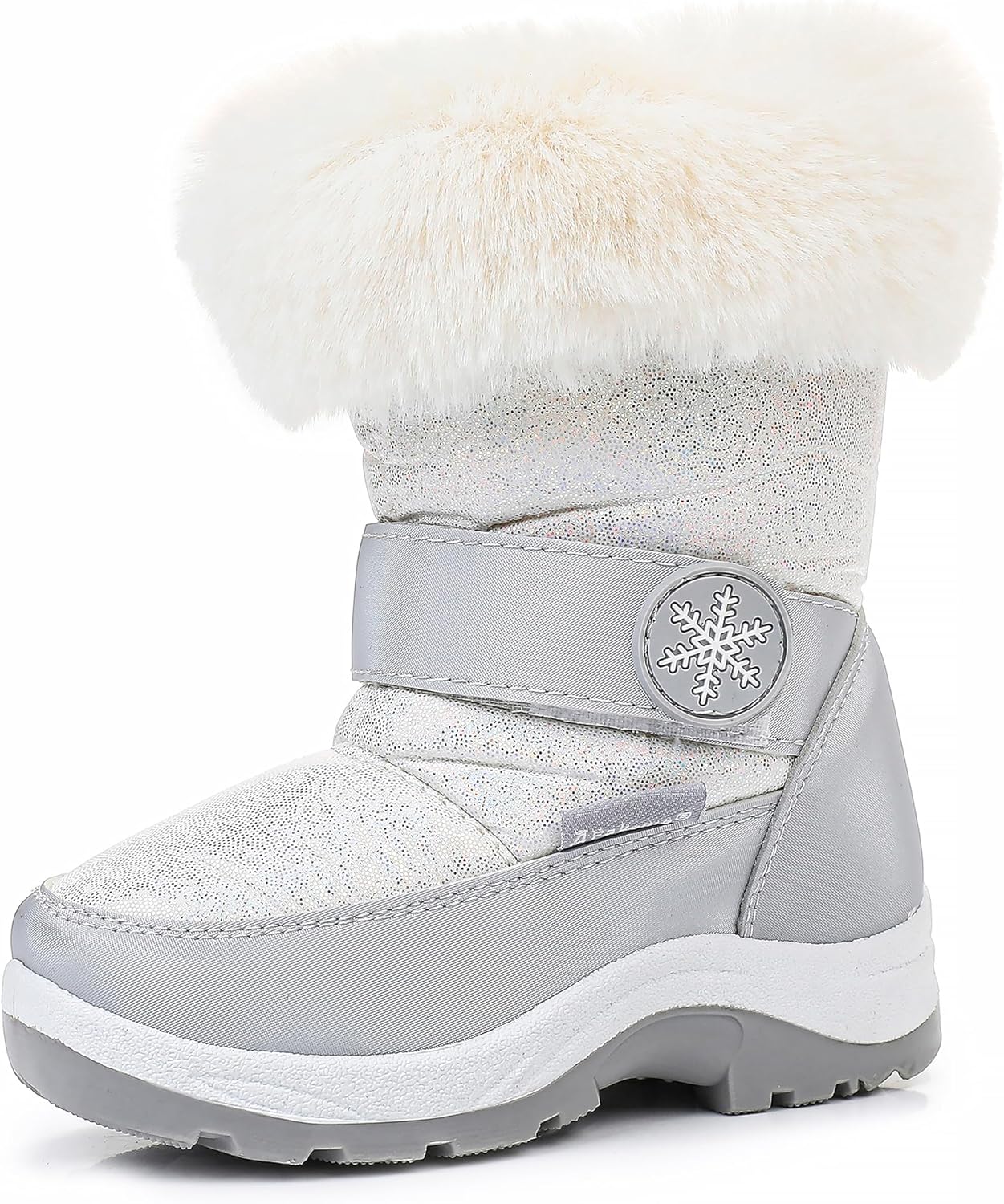 Apakowa Kids Girls Insulated Fur Winter Snow Boots for Toddlers