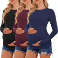 Ekouaer Womens 3 Pack Long Sleeve Maternity Shirts - Side Ruched Shoes