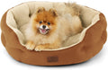 Round Pet Bed 25 in Terracotta - Plush Bolster Bed for Small Dogs