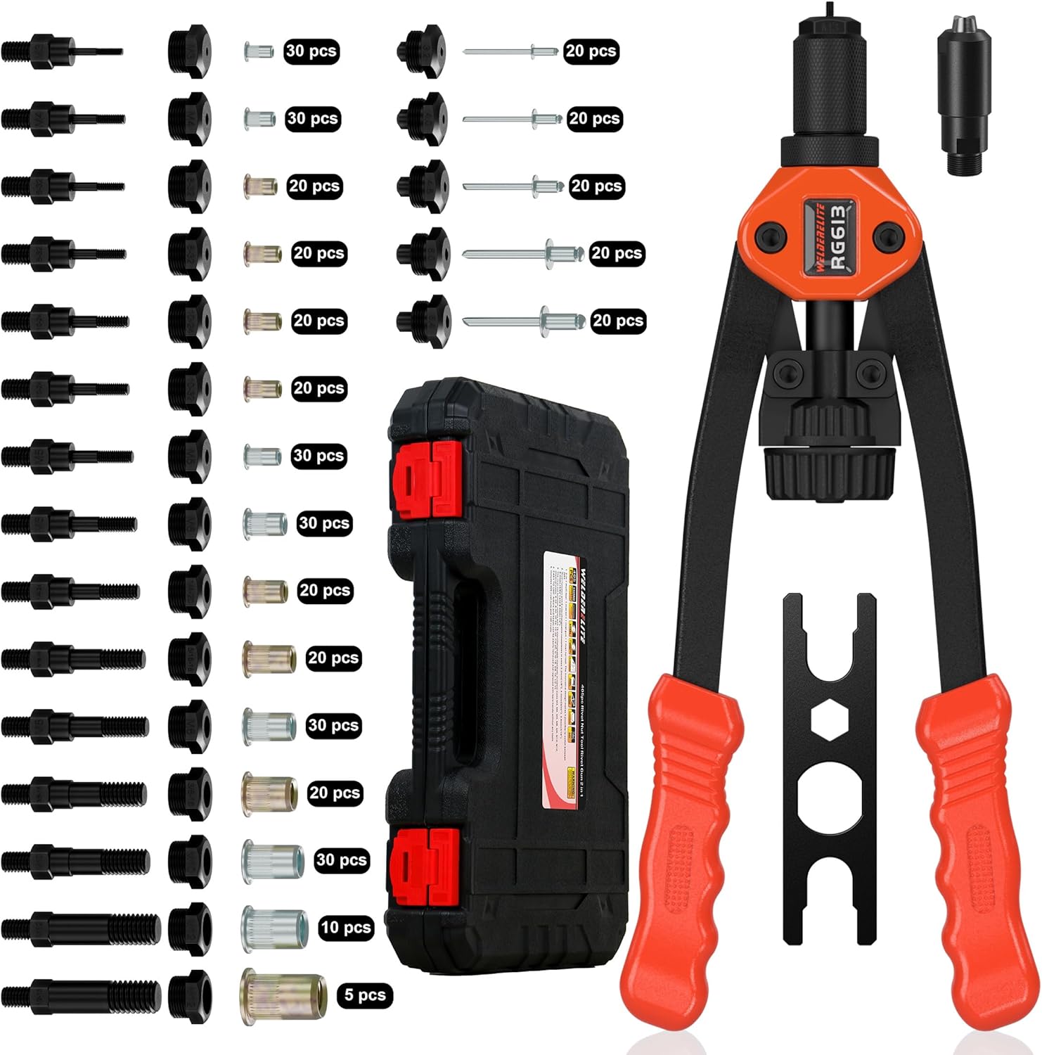 Dual-Function Rivet Nut Tool Kit with 405 pcs Rivet Nuts