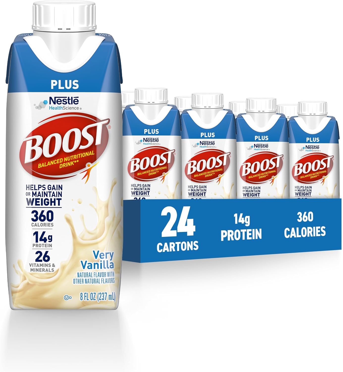 BOOST Plus Very Vanilla Drink - Pack of 24 for Extra Nutrition!
