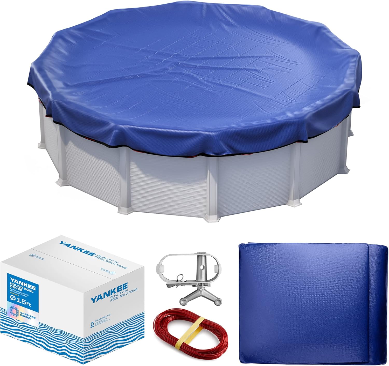 Winter Pool Cover 15 ft Round for Above Ground Pools - Durable