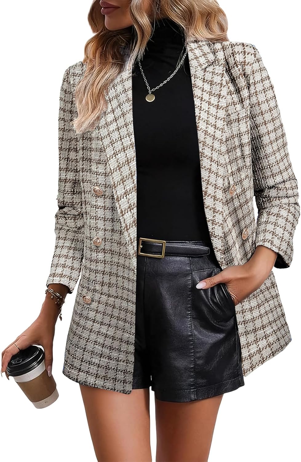 Stylish Womens Plaid Tweed Blazers for Dressy Casual Looks