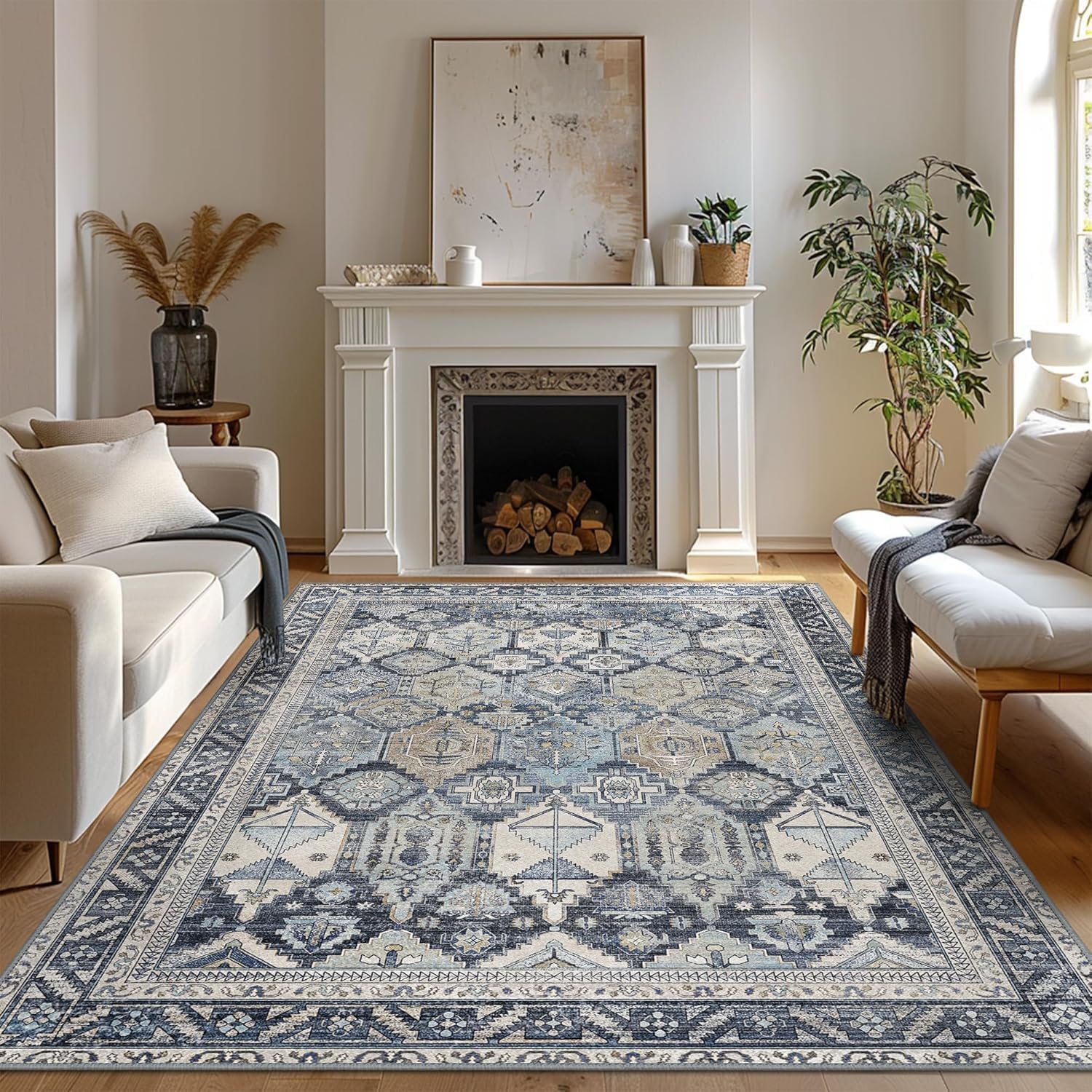Bavni Washable Rug 9x12 Area Rug for Living Room and Bedroom