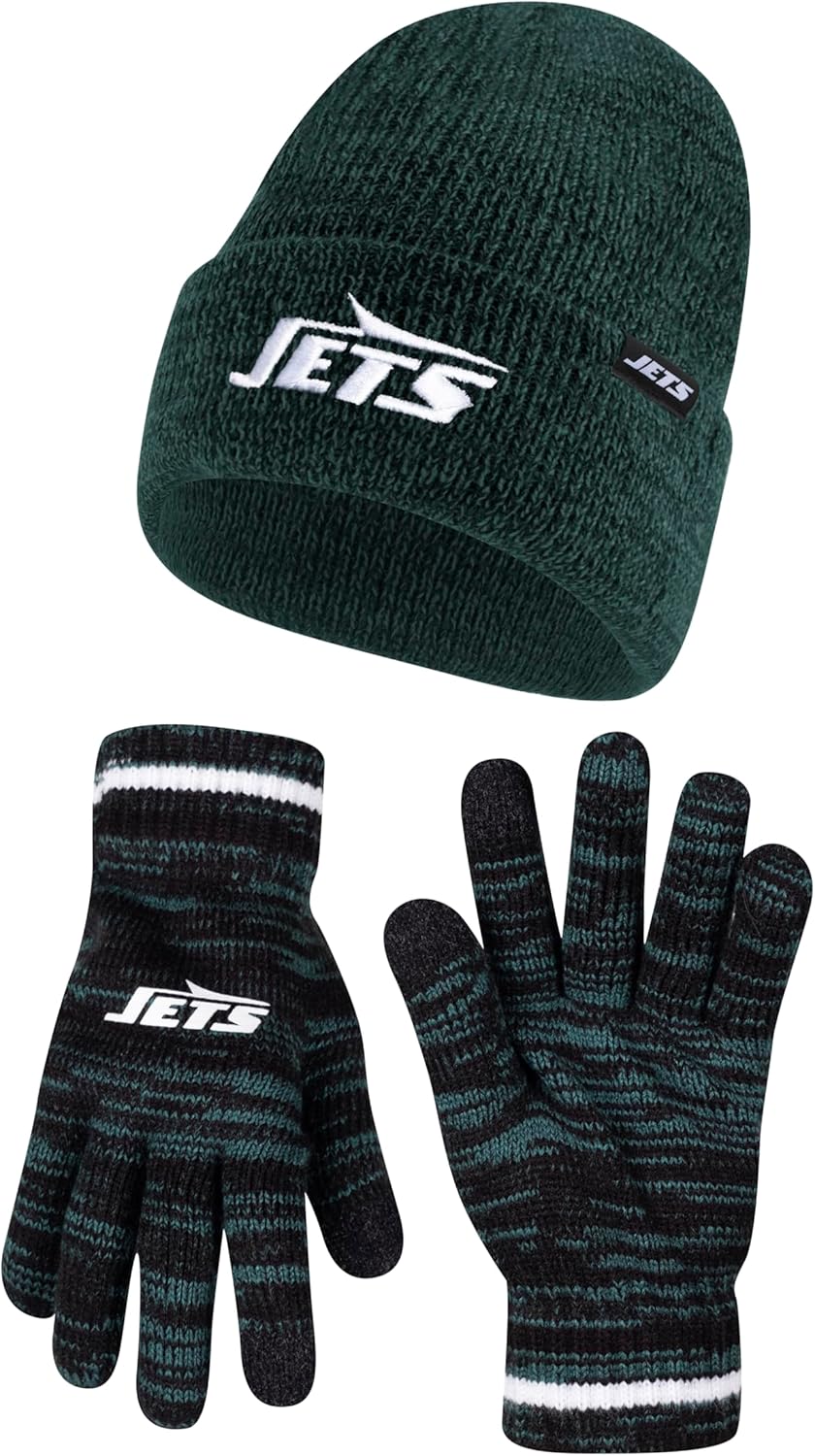 Ultra Game NFL Official Super Soft Knit Winter Beanie and Gloves