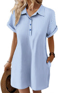 Zeagoo Womens Cotton Shirt Dress Summer Casual Button Down - Light