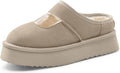 Vilanva Platform Slippers for Women Mary Jane - Cozy Fur Lined Comfort