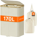 Double Laundry Hamper with Lid 170L - Large Dual Sorting Basket