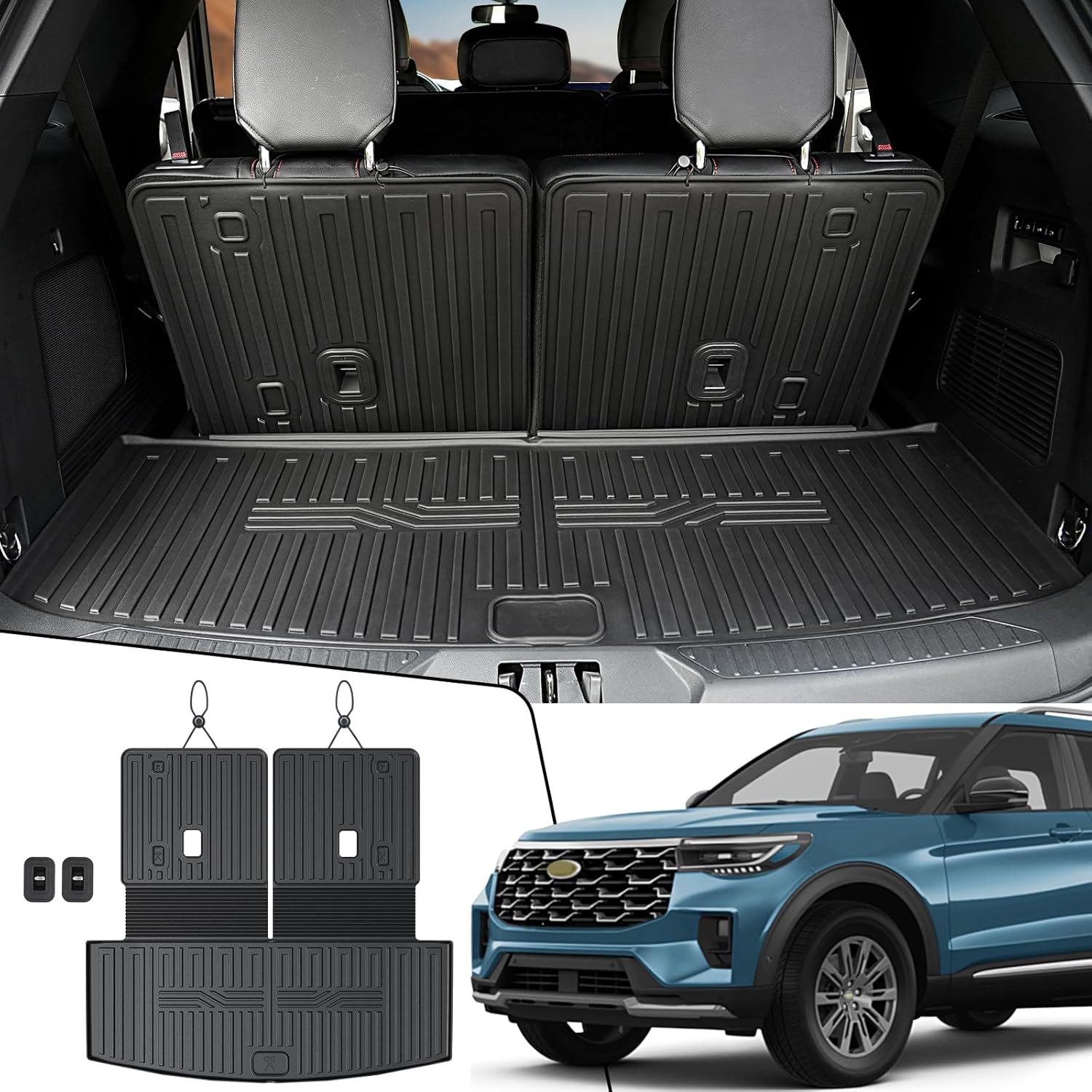 Custom Fit Cargo Mat with Backrest for 2020-2026 Ford Explorer