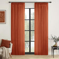 Pinch Pleated Terracotta Linen Curtains 90 in 2 Panels - Light