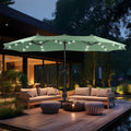 15ft Double Sided Patio Umbrella with Solar Lights - Large Shade