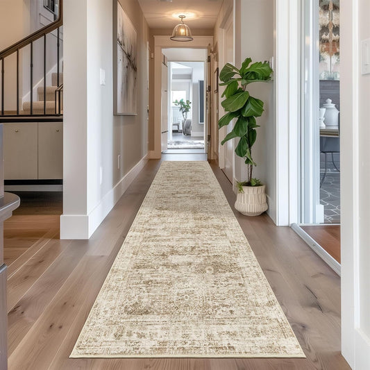 Long Hallway Runner Rug - Soft Low Pile Washable Rug Runner