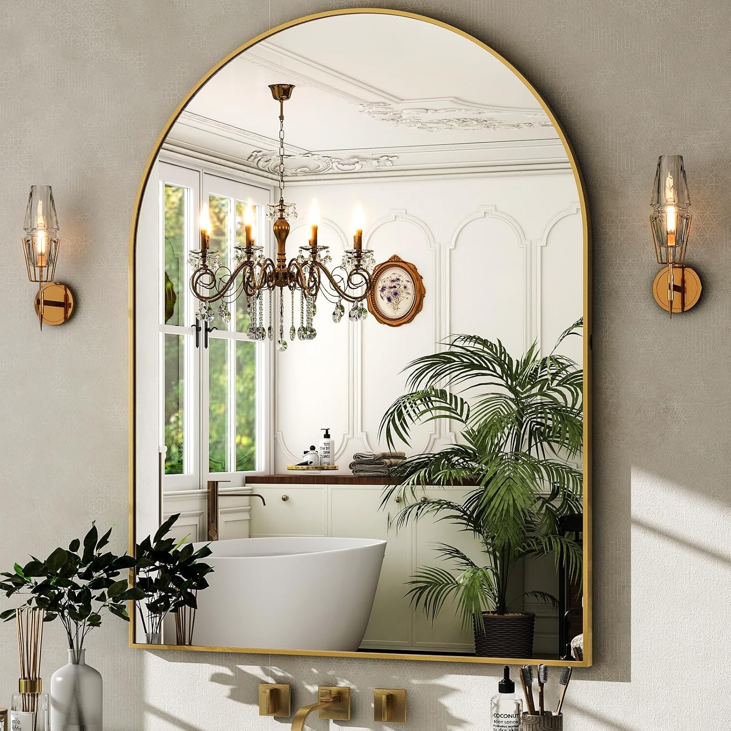 Elegant Arched Wall Mirror for Bathroom and Bedroom Decor