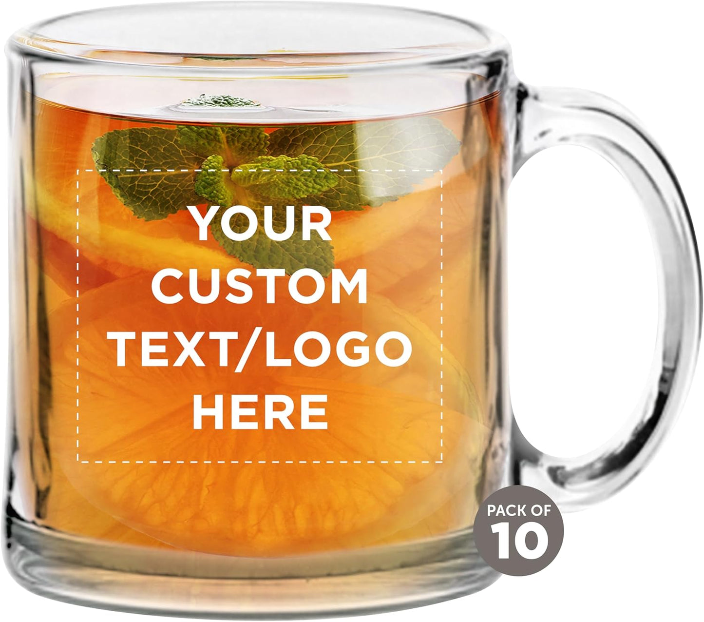 Custom Clear Glass Coffee Mugs Set of 10 for All Beverages