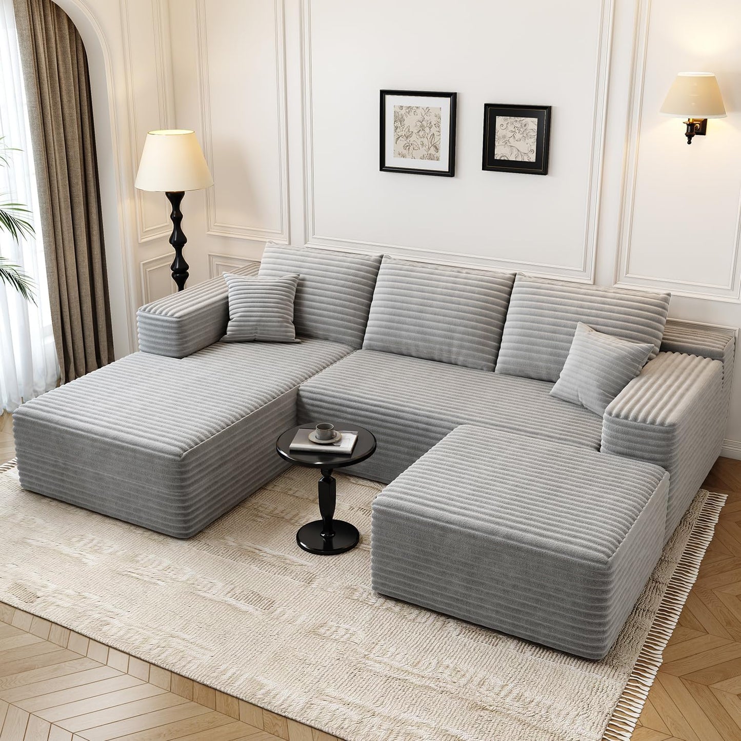 107.5in Cloud Modular Sectional Couch with Ottoman for Comfort