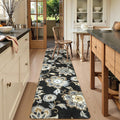 Lahome Floral Black Rug Runner 2x10 - Soft Paisley Hallway Runner
