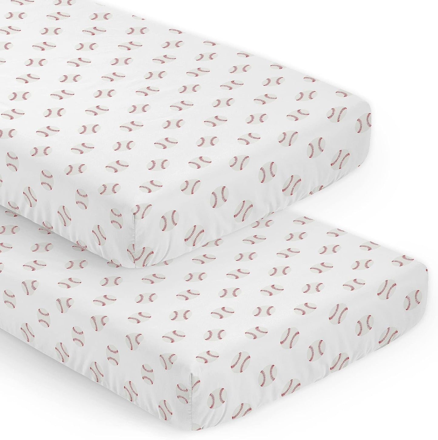Sweet Jojo Designs Red White Baseball Patch Crib Sheet Set