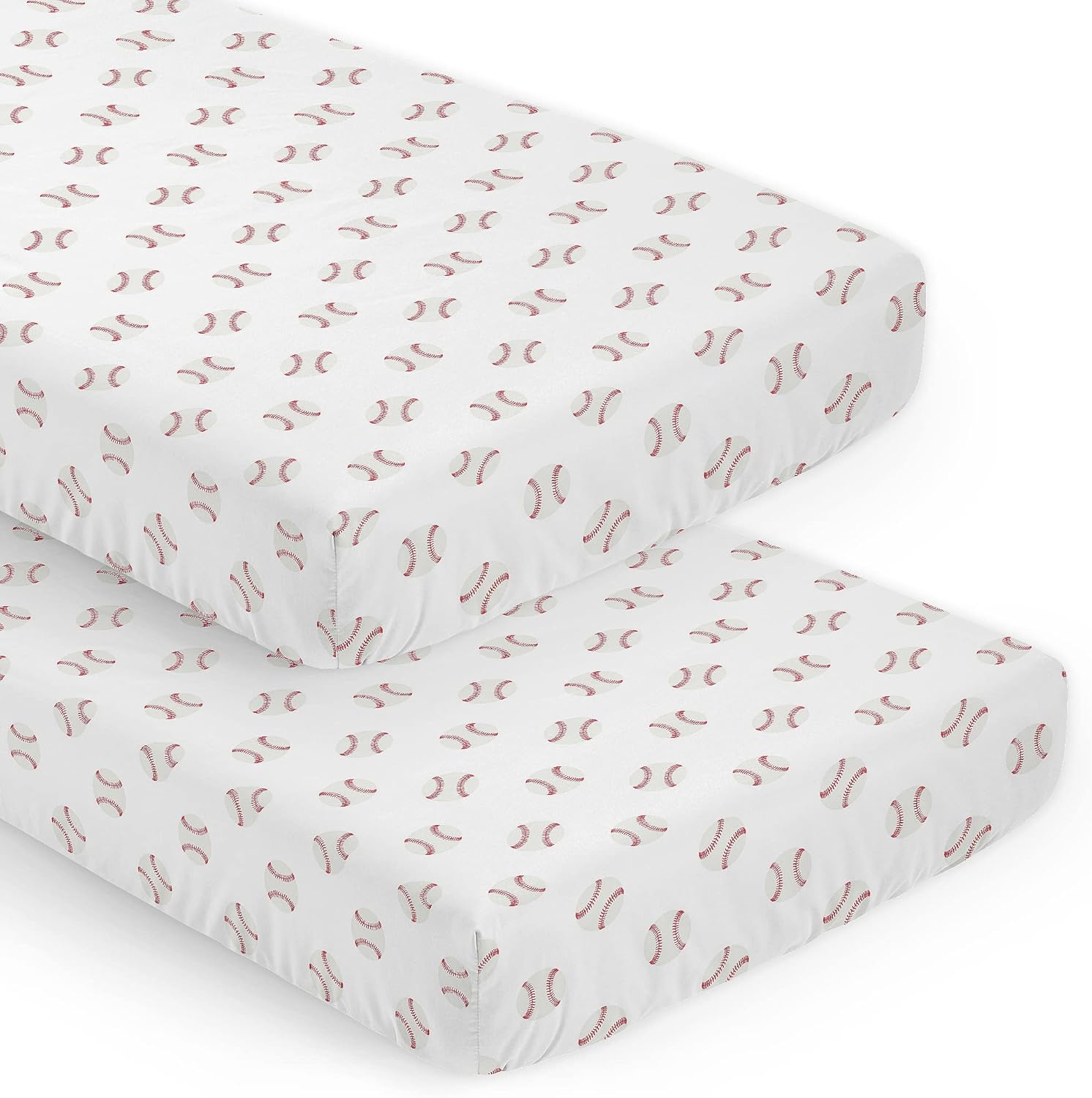 Sweet Jojo Designs Red White Baseball Patch Crib Sheet Set