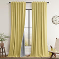 Guken Yellow Linen Blackout Curtains 84 in Long - Full Blackout