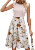 YATHON Women's Floral Ruffle A-Line Swing Dress for Vintage Style