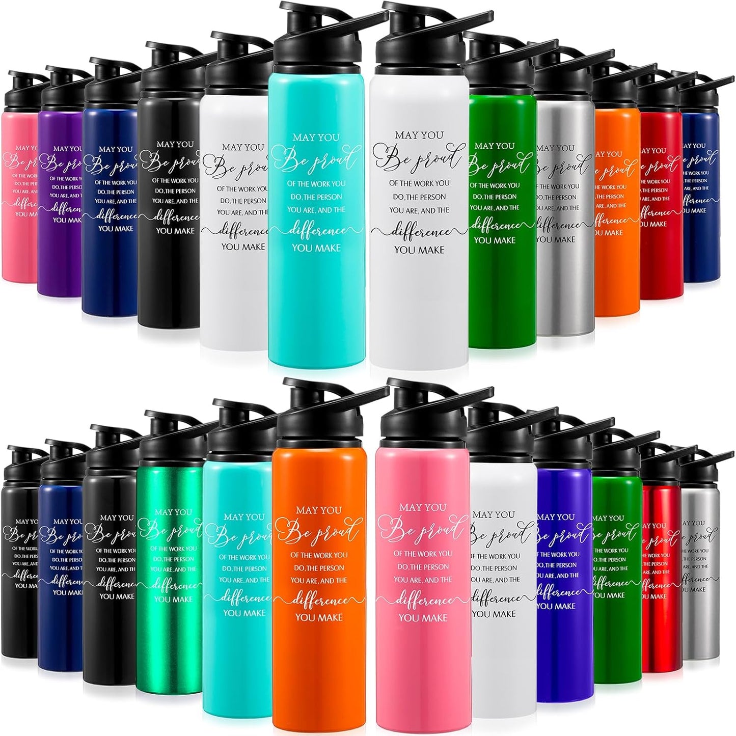 Bokon 24 Pack Thank You Inspirational Gifts Reusable Water Bottles