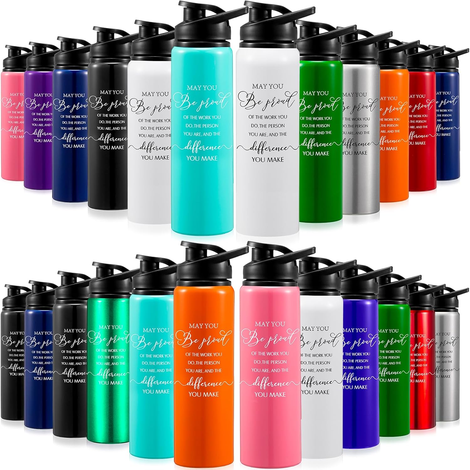 Bokon 24 Pack Thank You Inspirational Gifts Reusable Water Bottles