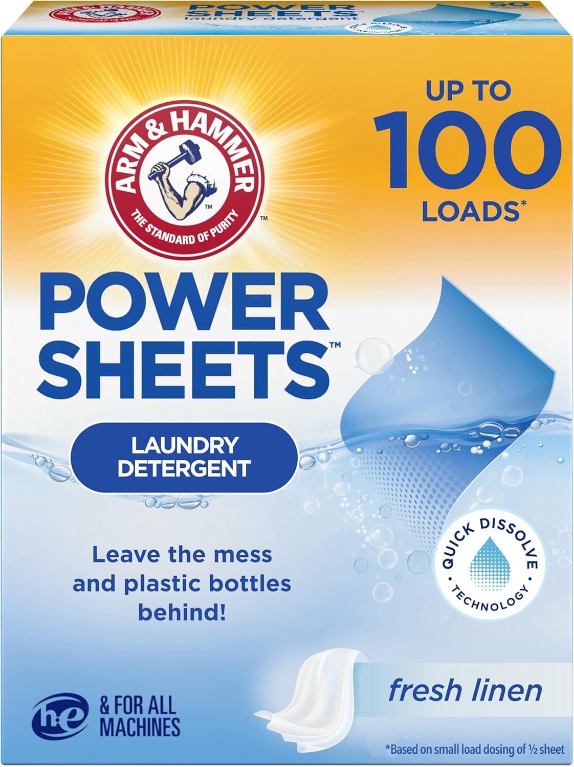 Arm & Hammer Power Sheets, Fresh Linen, 50ct - Up to 100 Loads