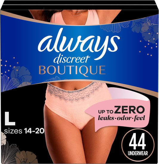 Always Discreet Boutique Women's Maximum Protection Underwear, 44 Count