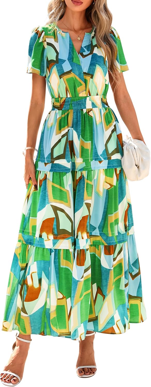 PRETTYGARDEN Women's Boho Maxi Dress for Summer Vacations