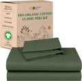 California Design Den Queen Sheets Set - Organic Percale Olive Green