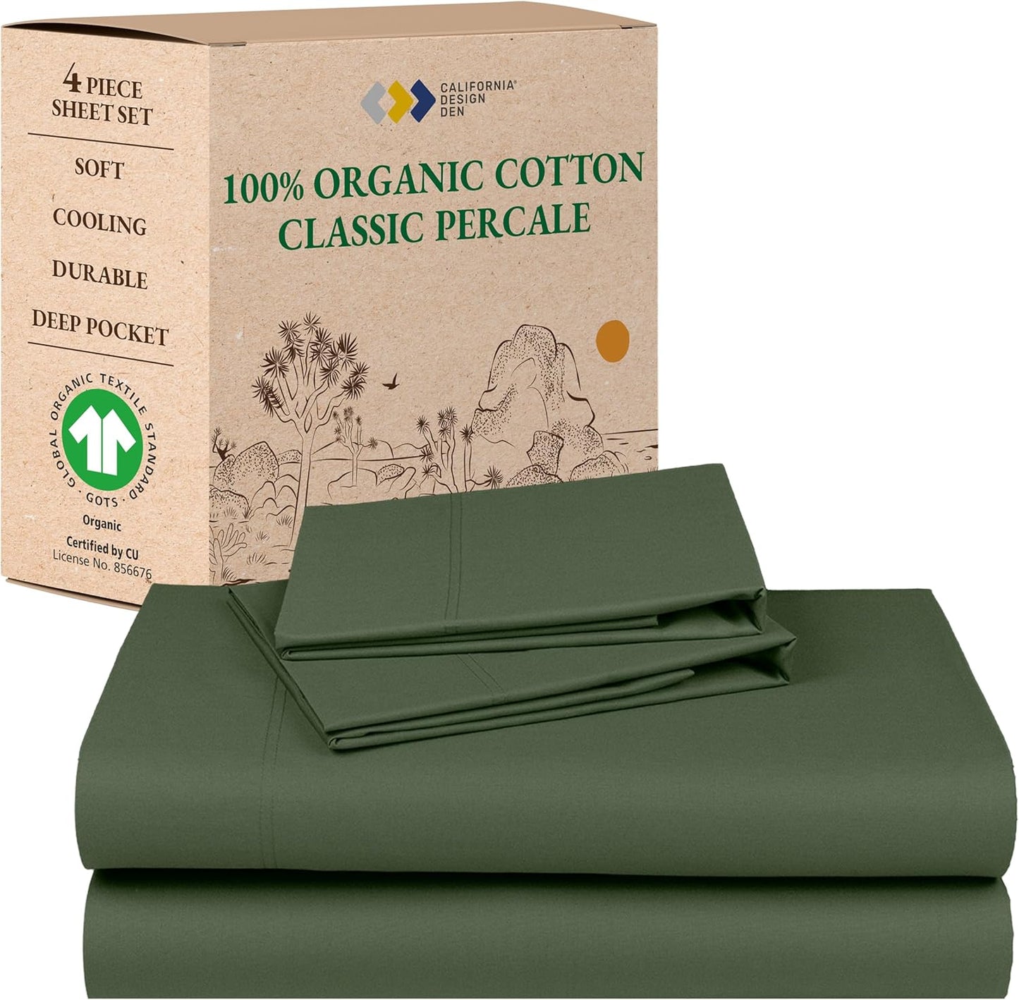California Design Den Queen Sheets Set - Organic Cotton Percale
