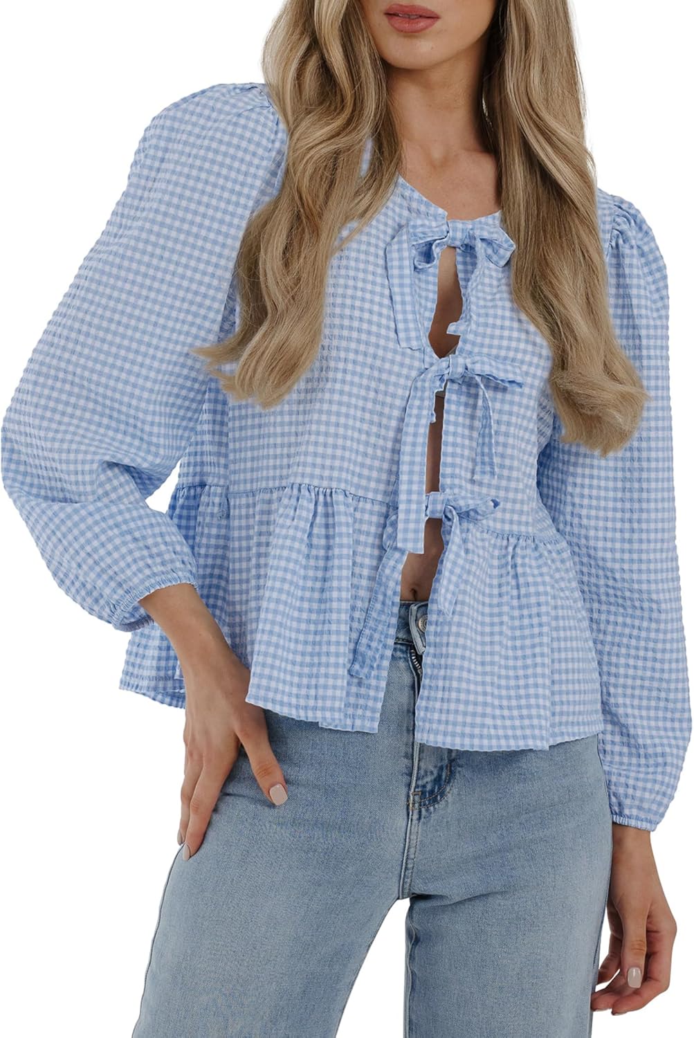 PRETTYGARDEN Women's Trendy Babydoll Peplum Blouse Shirt