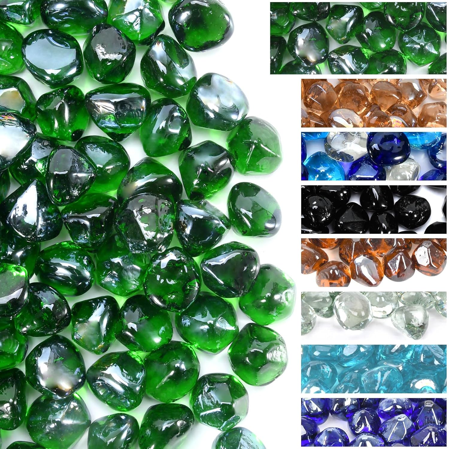 GasSaf Diamonds Fire Glass for Gas Fire Pits & Fireplaces