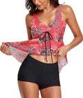 Modest Tankini Swimsuits for Women Two Piece Floral Print - Flattering