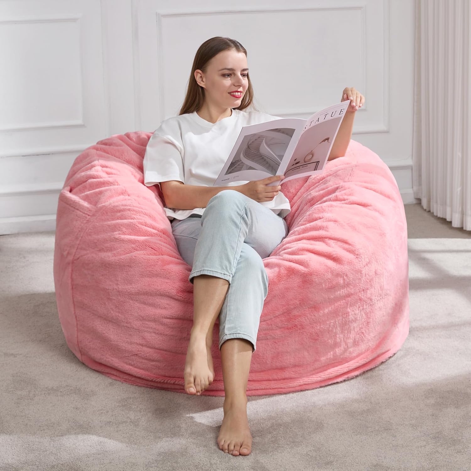 Hobestluk 3ft Bean Bag Chairs for Adults - Plush Comfort