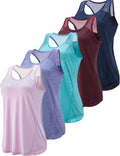 5 Pack Women's Workout Tops Racerback Tank Tops - Breathable Mesh