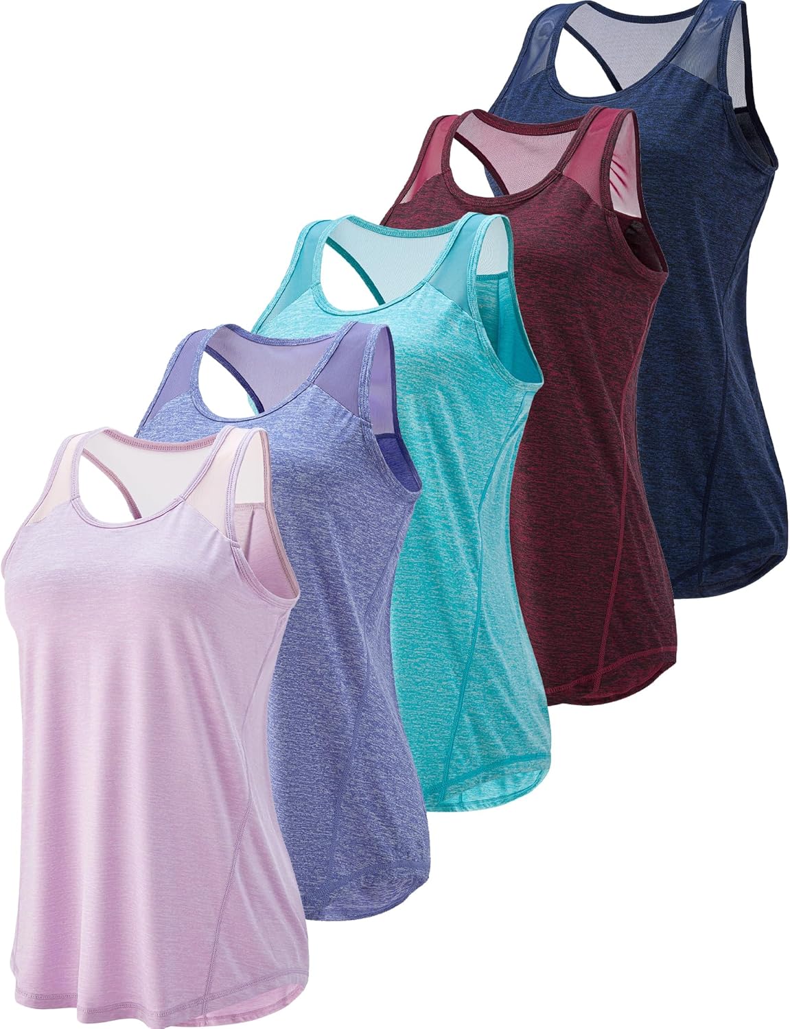 5 Pack Women's Workout Tops for Yoga and Gym Running Comfort