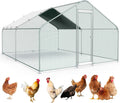 10x13FT Large Metal Chicken Run with Roof - Walk-in Poultry Cage