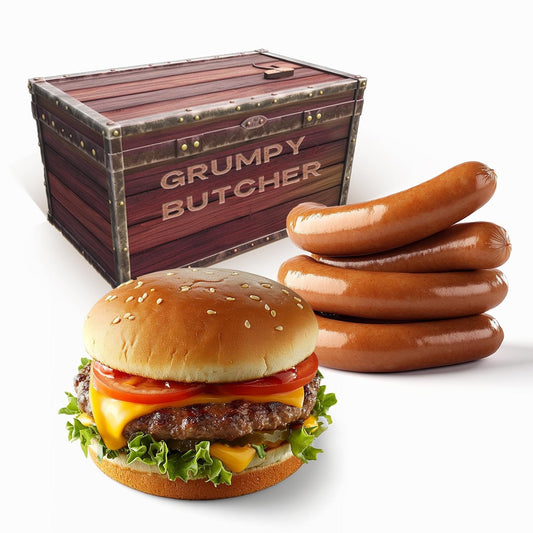 Grumpy Butcher Classic Grill Food Gift with Wagyu Burgers & Hot Dogs
