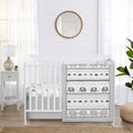 Grey and White Boho Elephant Crib Bedding Set - Neutral Nursery