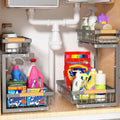 Under Sink Organizer Storage 2 Pack - Slide Out 2 Tier Pull Out Drawer