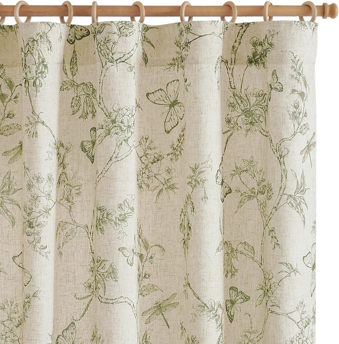 Floral Curtains for Living Room - Elegant Sage Green Drapes